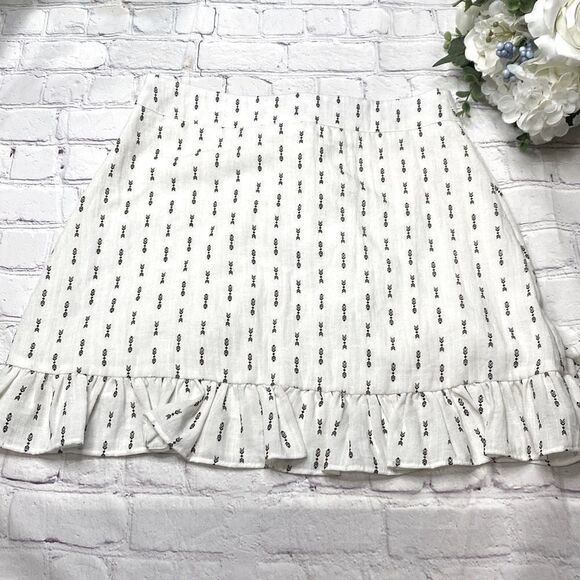 Lost & Wander Ruffle Faux Wrap Rayon Mini Skirt Black White Small - Picture 2 of 9